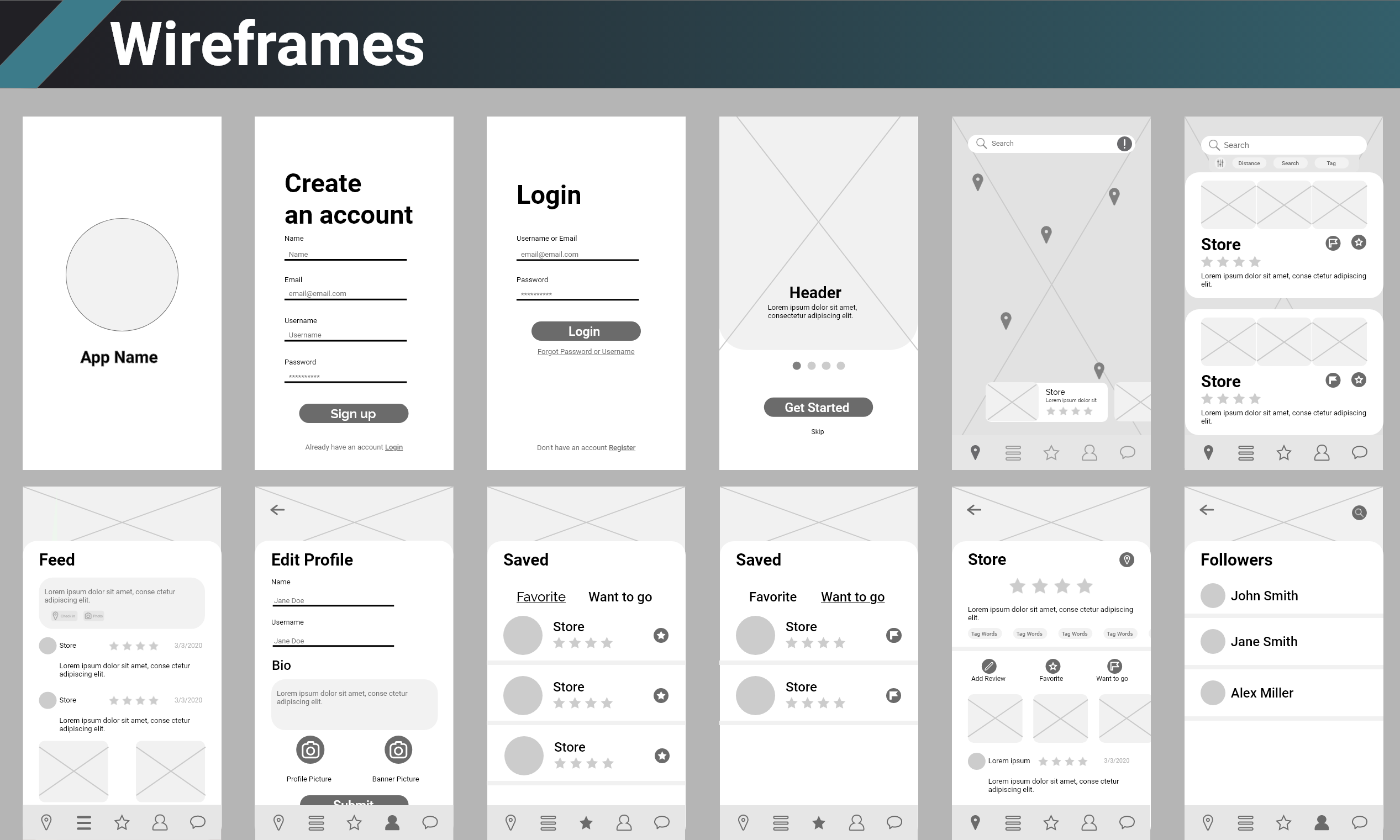 Image of a wireframe for Sweet Treat